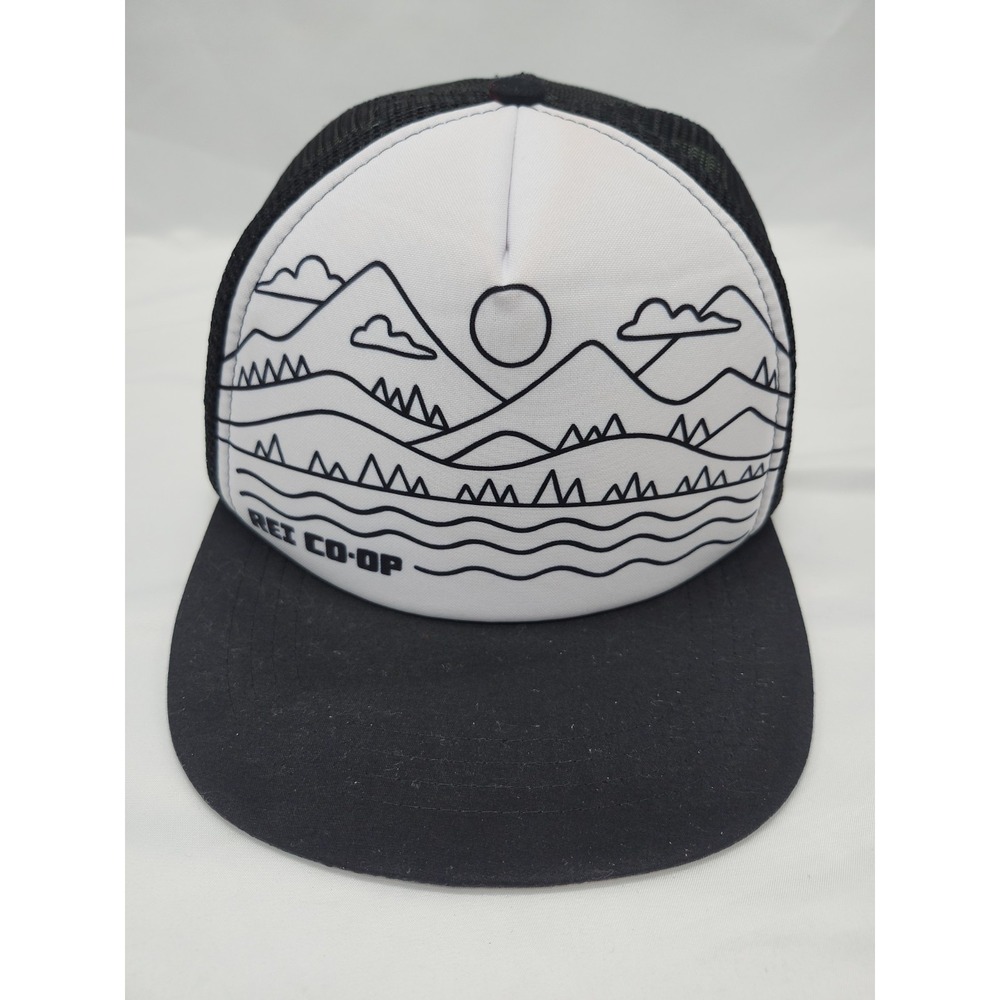 Rei Co-Op Hat Boco Gear Mountain Minimalism Black White Adjustable Trucker Cap‎
